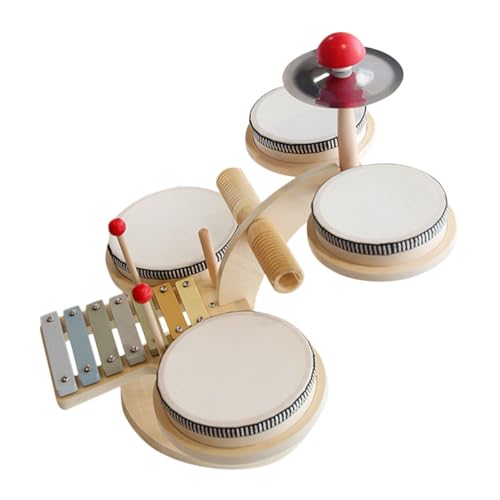 BESTonZON Schlagzeug Set aus Holz Pädagogisches Musikinstrument Robustes und Langlebiges Trommelspielzeug für Kleinkinder Fördert Sensorische Entwicklung und Musikalische Früherziehung BESTonZON Schlagzeug Set aus Holz Pädagogisches Musikinstrument Robustes und Langlebiges Trommelspielzeug für Kleinkinder Fördert Sensorische Entwicklung und Musikalische Früherziehung von BESTonZON