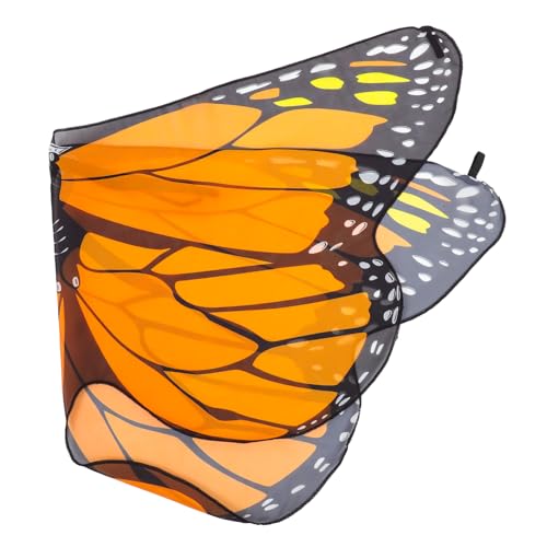 BESTonZON Schmetterlingsflügel Umhang Chiffon Leichter Halloween Kostüm Cape für Mädchen Cosplay Party Dekoration Zubehör in Orange von BESTonZON