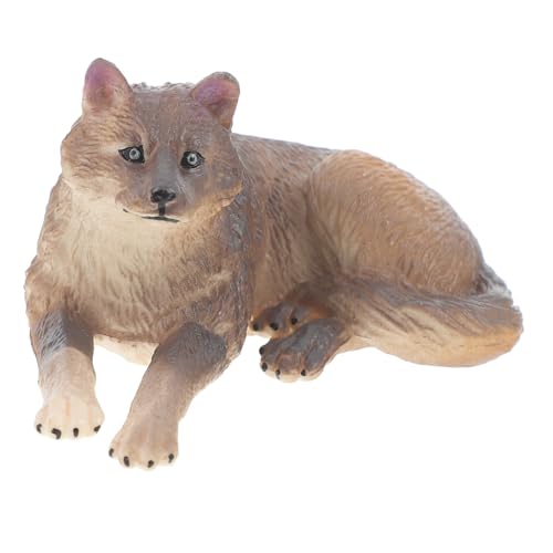 BESTonZON Simulations Wolf Modell Figur aus Kunststoff Dekorative Wildtier Statue für Naturgetreues Graues Wolfsmodell zur Tisch und Gartendekoration von BESTonZON