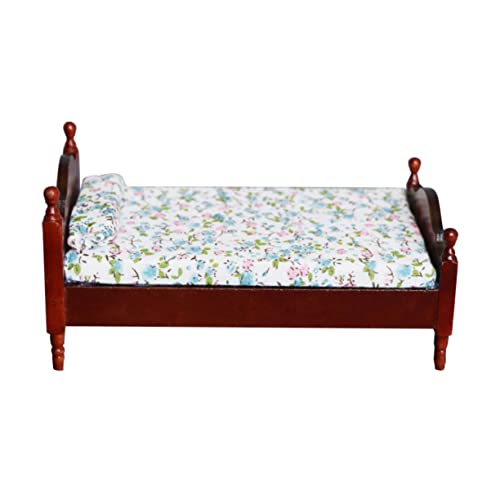 BESTonZON Entzückendes Mini-puppenhaus-Vintage-Bett Maßstab 112 Miniaturmöbel Holz- Und Stoffbett Für Jungen Und Mädchen Dekoration von BESTonZON