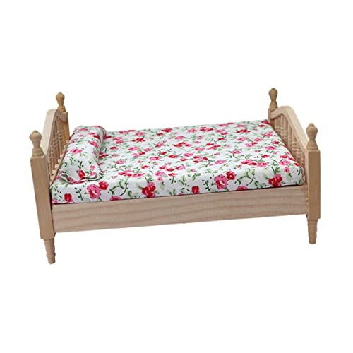 BESTonZON Simulationsbett puppenhausmöbel puppenhauszubehör Dollhouse Model Miniature Furniture Dollhouse Decoration für kleines Ornament für Puppenhaus Mini-Hausbett Stoff Khaki von BESTonZON