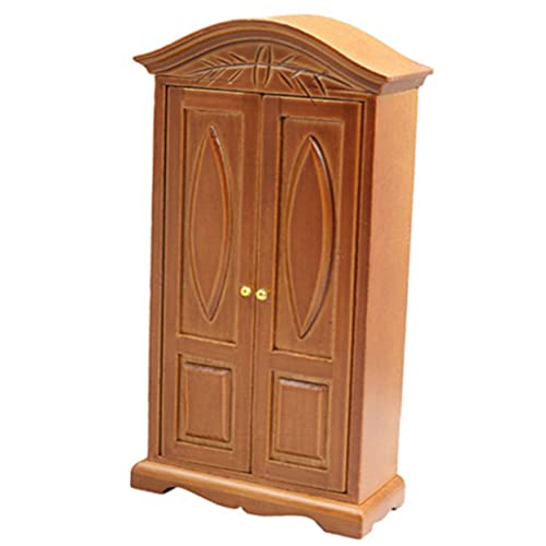 BESTonZON Simulationsschrank puppenmöbel Living Room bastelzeug garderrobe Miniaturmöbel Menschen Zauberstab Party-Kulisse Puppenhaus-Minischrank Kleiderschrank aus Holz hölzern Brown von BESTonZON