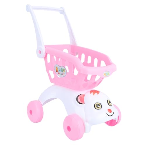 BESTonZON Simulationswagen für kinderladen kaufmannsladen Supermarkt kinderschubkarre Kinderwagen buggys Mini-Einkaufswagen Simulation Supermarktwagen Plastik Rosa von BESTonZON