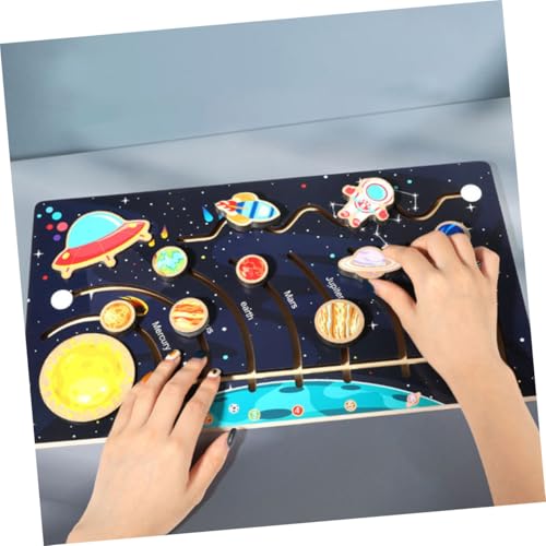 BESTonZON Solar System Puzzle Holzspielzeug für Kleinkinder Planeten Puzzle Lernspiel Montessori Weltraum Modell Farben Formerkennung Fördert Logisches Denken und Entdeckung der Astronomie von BESTonZON