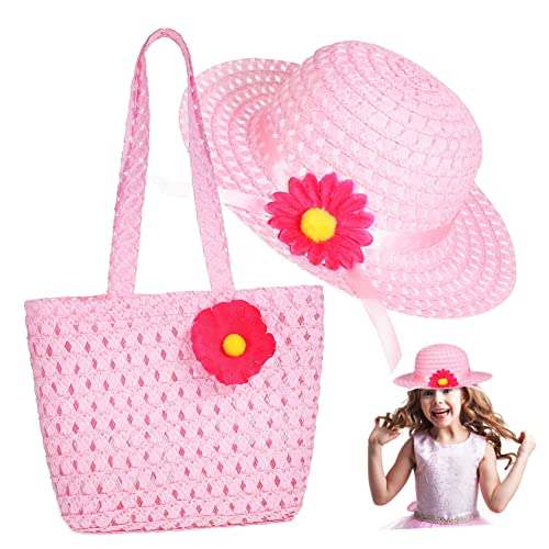 BESTonZON Sonnenhut aus Stroh Bucket Hats für Strohhut für Mädchen strohhut für strohhüte für strandtasche -Mädchen-Einkaufstasche Teepartyhüte für kleine Mädchen von BESTonZON
