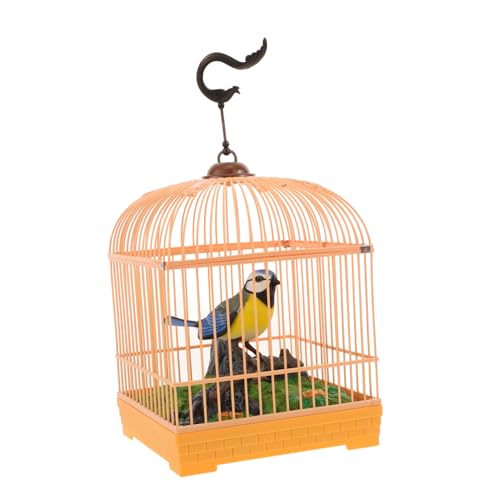 BESTonZON Sound Activated Vogelspielzeug mit Realistischen und Geräuschen Interaktives Mini Vogelcage für Tragbares für Schreibtisch von BESTonZON