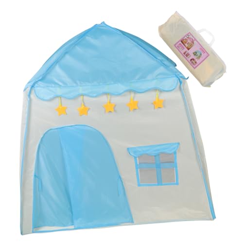 BESTonZON Spielzelt Prinz Prinzessin Schloss Faltbar Atmungsaktives Indoor Zelt mit Floralem Design Einfach Aufzubauen Geräumiges Spielhaus für Jungen und Mädchen Blau von BESTonZON