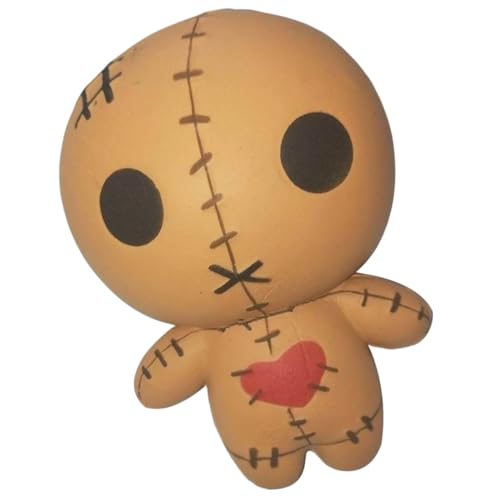 BESTonZON Squeezing Creepy Doll Stressspielzeug aus Langlebigem PU Kleine Horror-Grusel-Puppe als Halloween-Deko und Anti-Stress für Erwachsene Braun von BESTonZON