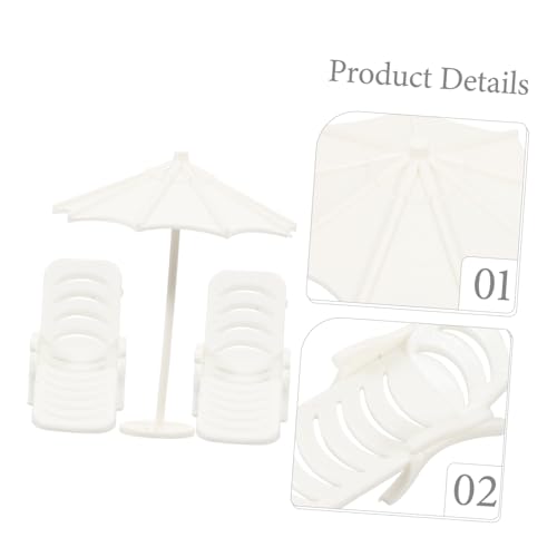 BESTonZON Stabiles DIY Mikro Landschaft Zubehör Detailgetreuer Mini Liegestuhl mit Mini Sonnenschirm Wetterfest und Formbeständig für Basteln und Dekoration von BESTonZON