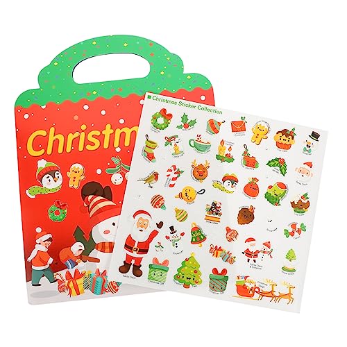 BESTonZON Stickerbuch für weihnachtssticker stickerheft weinachtendecor Pädagogisches wandschmuck für zu Hause dekorative Aufkleber für die Wand Papier rot von BESTonZON
