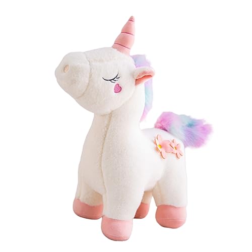 BESTonZON Stofftier Plüschpuppe Einhorn Puppe Weiß von BESTonZON