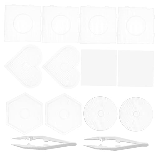 BESTonZON Teiliges DIY Bügelperlen Transparentes Steckbrett Kunststoff Langlebig Vielseitig mit Quadratischen Herz Sechseck und Runden Formen Tragbar für Kreative Bastelarbeiten und von BESTonZON
