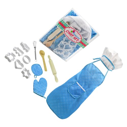 BESTonZON Teiliges Küchen Backset mit Schürze und Handschuhen Sicheres Lernspielzeug für Mädchen Rollenspiel backutensilien für Kreatives Kochen und Spielerisches Küchenzubehör im Blauen von BESTonZON