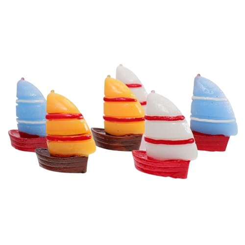 BESTonZON Teiliges Miniatur Segelboot Figuren aus Sicherem Harz Kompakte Tischdekorationen für Mikro Landschaften Aquarium und Modellhäuser Vielseitige Ornamente für Innen und Außenbereiche von BESTonZON