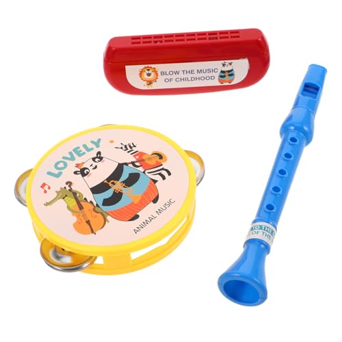 BESTonZON Teiliges Set für Musikinstrumente Flöte Mundharmonika Tamburin Tragbare Musikspielzeuge für Vorschulkinder Jungen Mädchen für Zuhause Schule und Outdoor Aktivitäten von BESTonZON