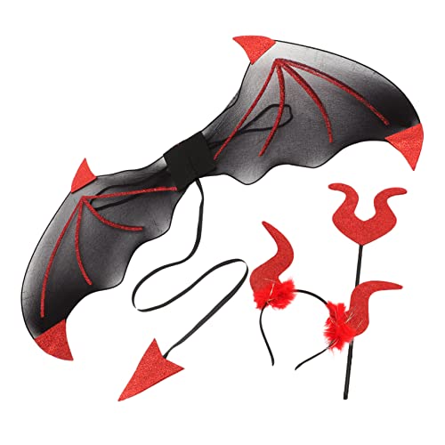 BESTonZON Teufel Kostüm Set für Halloween Teiliges Set mit Teufelshörnern Flügeln und Requisiten für Mottopartys und Fotoshootings Leicht und Bequem für Kostümpartys BESTonZON Teufel Kostüm Set für Halloween Teiliges Set mit Teufelshörnern Flügeln und Requisiten für Mottopartys und Fotoshootings Leicht und Bequem für Kostümpartys von BESTonZON