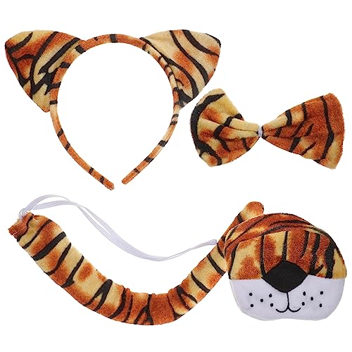 BESTonZON Tiger Kostüm Set für Teiliges Cosplay Zubehör mit Weichem Stirnband Tigerohren Nasenstück Fliege und Bequemes Karneval und Halloween Partyzubehör von BESTonZON