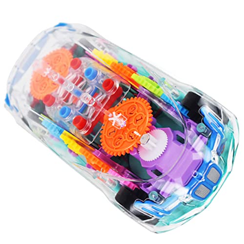 BESTonZON Transparentes Zahnradauto Rennautos Automobil Elektroauto Kinderauto Kinderspielzeug Musikspielzeug Elektrospielzeugauto Transparente Karosserie Autospielzeug Elektro Rennauto von BESTonZON