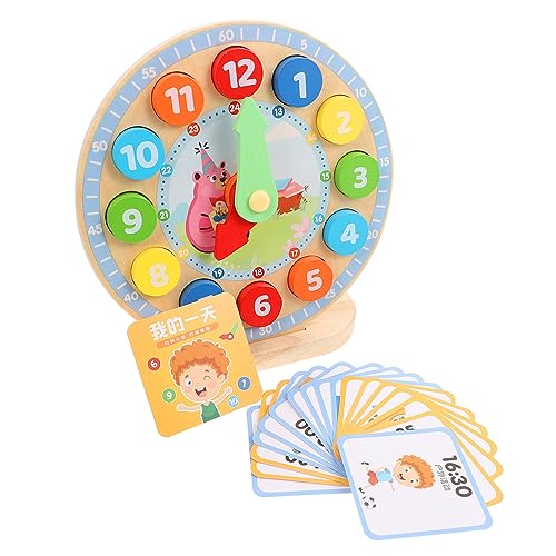 BESTonZON Holzuhr-Spielzeug Für Kinder Zahlenlernen Pädagogische Digitale Uhr Frühes Lernspielzeug Sicher Für Kleinkinder Zahlen- Und Zeiterkennung von BESTonZON