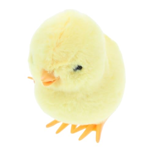 BESTonZON Uhrwerkspielzeug Puppenhaus Ohren für Plüschhasen Mini-Kaninchen Hasenhandwerk Aufziehspielzeug Huhn Uhrwerk springendes Tierplüschtier Plastik Yellow von BESTonZON