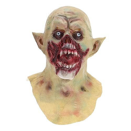 BESTonZON Vampir-Kopf bedeckung Maskenkostüm des alten Mannes Geist Maskerade- für Frauen halloween costume halloween Zombie Halloween -Party natürliches Light Grey von BESTonZON