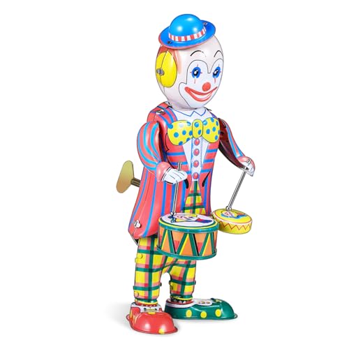 BESTonZON Vintage Clown Schlagzeuger Wind up Mechanisch Bunte Figur Deko Bar Home Ornament von BESTonZON