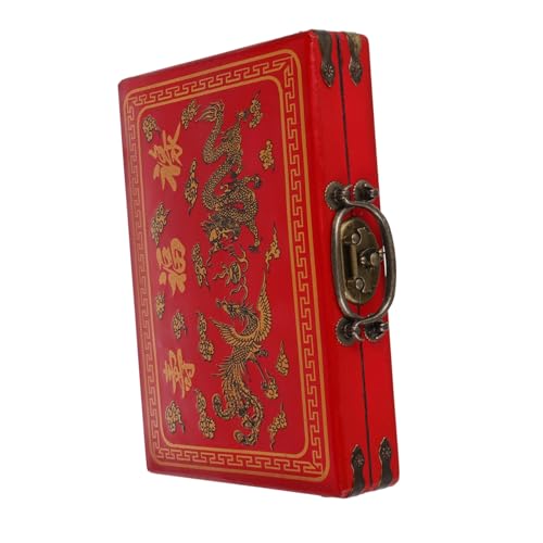BESTonZON Vintage Mahjong Box mit Großem Fassungsvermögen aus Robustem Pu rutschfest Abgerundeten Kanten für Sichere Aufbewahrung Tragbar für Familie Reisen und Gesellige Mahjong Spiele von BESTonZON