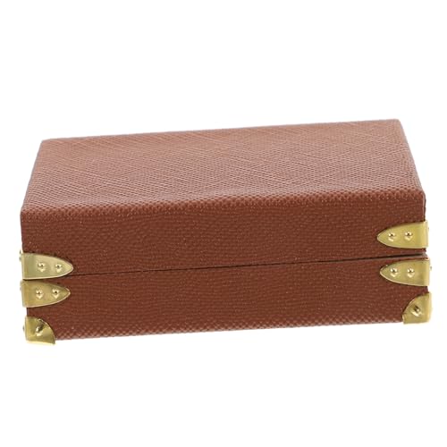 BESTonZON Vintage Miniaturkoffer für Puppenhaus Robustes Miniaturmodell Detailreiche Miniatur Reisetasche Geeignet für Puppenhaus Dekoration und Miniaturlandschaften Braunes Design von BESTonZON