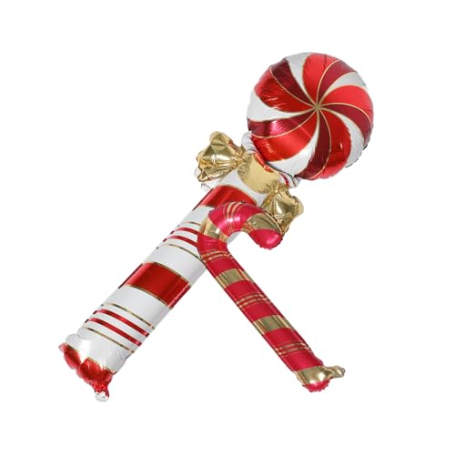 BESTonZON Weihnachtliche Folienballons Zuckerstangen Design Aluminiumfolie Robust und Wiederverwendbar Dekorative Weihnachtsdeko für Party und Fest Rot Kleine Zuckerstange und Große Candy von BESTonZON