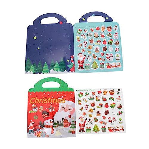 BESTonZON Weihnachts-stickerbuch Aufkleberbücher Für Weihnachten Partygeschenk Weihnachtsaufkleber Aufkleberbuch Für Stickerbuch Selber Machen Rot PVC Selbstklebend von BESTonZON