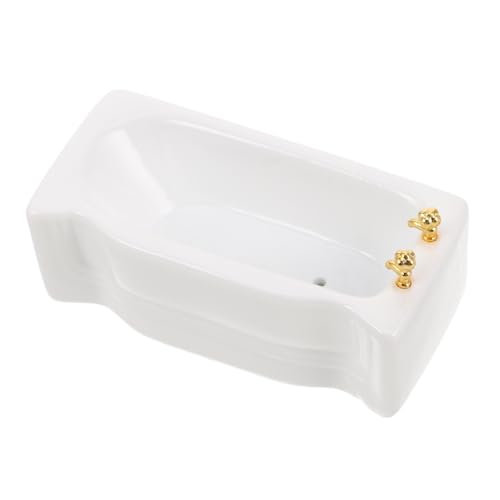 BESTonZON Weiße Keramikbadewanne: Miniatur-puppenhausmöbel, Mini-badewannenfigur Für Badezimmerzubehör, Spielzeug, Spielset, von BESTonZON