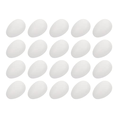 BESTonZON Weiße Leere Ostereier 50 Stück Hängende Kunststoff-Ostereier Künstliche Diy-Bemalbare Ostereier Ostergeschenk Hängende Ornamente Für -Partygeschenke von BESTonZON