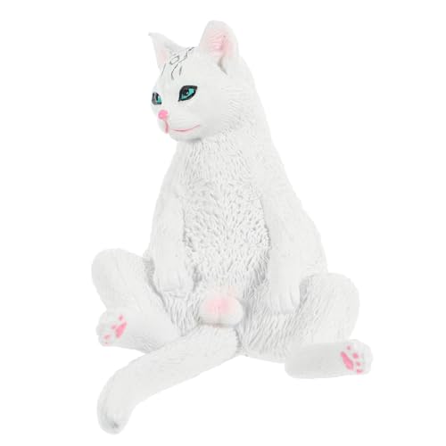 BESTonZON Weißes Katzenmodell Katzenstatue Entzückende Katze Kleine Katzendekoration Katzenornament Katzenfoto Requisite Cartoon Kätzchen Basteln Kleines Katzenmodell Desktop von BESTonZON