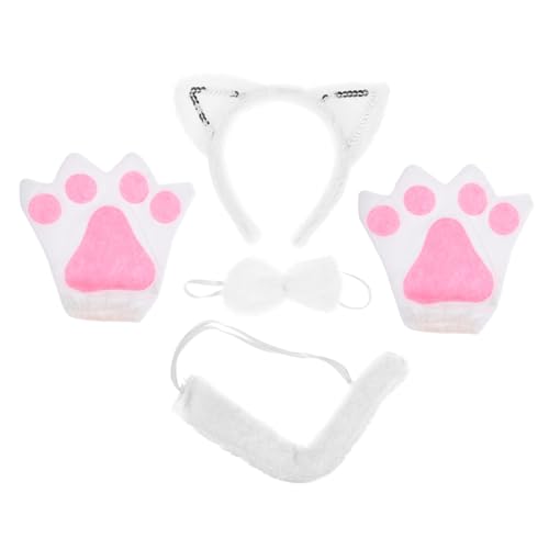 BESTonZON Weißes Katzenohren Haarreif mit Plüsch und Pailletten Inklusive Weißen Handschuhen Niedliches Cat Costume Kit für Halloween Cosplay Party und Karneval Modisches Katzenkostüm BESTonZON Weißes Katzenohren Haarreif mit Plüsch und Pailletten Inklusive Weißen Handschuhen Niedliches Cat Costume Kit für Halloween Cosplay Party und Karneval Modisches Katzenkostüm von BESTonZON