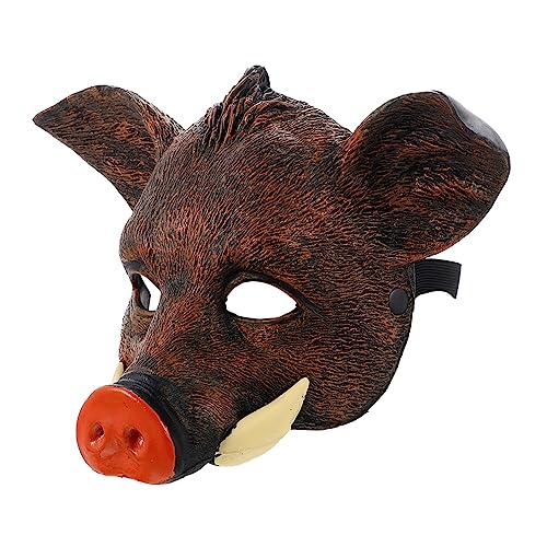 BESTonZON Wildschwein Cosplay Maske für Halloween Dekorative Party Performance Maske aus Hochwertigem PU für Karneval und Kostümpartys Braun Langlebig und Sicher der Anwendung von BESTonZON