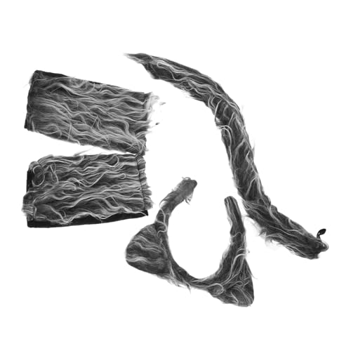 BESTonZON Wolfskostüm Teilig mit Kopfband und Handschuhen Tierkostüm Cosplay Zubehör für Halloween Karneval Werwolf Foto Requisiten von BESTonZON