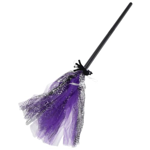 BESTonZON Zauberbesen Halloween Hexenkostüm Cosplay Hexenbesenstiel Girlande Animatronik Halloween Party Halloween kinderparty Cosplay Hexenbesen Hexen Besenstiel Stoff Violett von BESTonZON