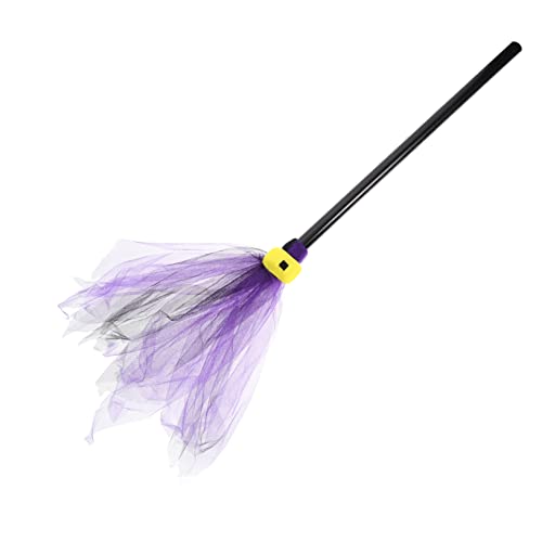 BESTonZON Zauberbesen der schmücken Dekorationen Maske Anime Ornamente Halloween Dekoration Halloween-Dekoration Cosplay-Besen-Stütze Hexen-Cosplay-Zubehör Gittergewebe Violett von BESTonZON