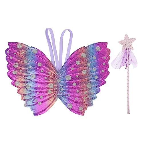 BESTonZON Zauberhafte Teilige Feenstab Set mit Engelsflügeln Handlicher Zauberstab für Mädchen Accessoire für Kindergeburtstag Halloween und Festliche Rollenspiele von BESTonZON