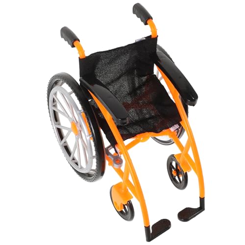 BESTonZON Zubehör-Set für Puppen aus realistischem Kunststoff mit klappbarem Rollstuhl, Krücken und Miniatur (Orange) von BESTonZON