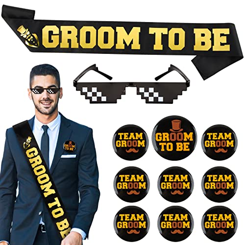 11 Stk JGA Deko Set Männer Schwarz Gold GROOM to BE Schärpe & Pixelig Mosaik Brille & Groom to Be/ 8 pcs Team Groom JGA Bottons JGA Deko für Bachelor Party Junggesellenabschied Männer Hochzeit usw. 11 Stk JGA Deko Set Männer Schwarz Gold GROOM to BE Schärpe & Pixelig Mosaik Brille & Groom to Be/ 8 pcs Team Groom JGA Bottons JGA Deko für Bachelor Party Junggesellenabschied Männer Hochzeit usw. von BETESSIN