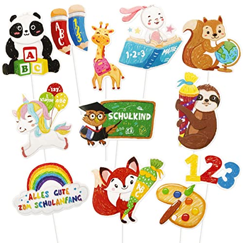 24 Stück Einschulung Tortendeko Tiere Cupcake Topper im Niedlichem Wachsmalstift-Stil - Einschulung Muffin Deko für Jungen und Mädchen - zum 1. Schultag, Schulkind, Schulanfang, Schuleinführung usw. 24 Stück Einschulung Tortendeko Tiere Cupcake Topper im Niedlichem Wachsmalstift-Stil - Einschulung Muffin Deko für Jungen und Mädchen - zum 1. Schultag, Schulkind, Schulanfang, Schuleinführung usw. von BETESSIN