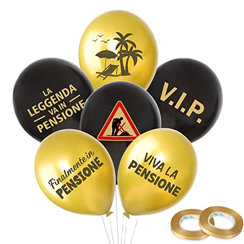 24 pcs Ruhestand Luftballons mit Italienischer Spruch Finalmente in Pensione Latex Blaaons für Rente Party von BETESSIN