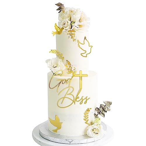 BETESSIN 1 Set Kuchendeko Kreuz Gold Acryl Taufe Torte Deko Taube Cake Topper God Bless Spiegel Kuchen Dekoration Set Kuchenaufsatz für Kommunion Geburtstag Babyparty Hochzeit BETESSIN 1 Set Kuchendeko Kreuz Gold Acryl Taufe Torte Deko Taube Cake Topper God Bless Spiegel Kuchen Dekoration Set Kuchenaufsatz für Kommunion Geburtstag Babyparty Hochzeit von BETESSIN