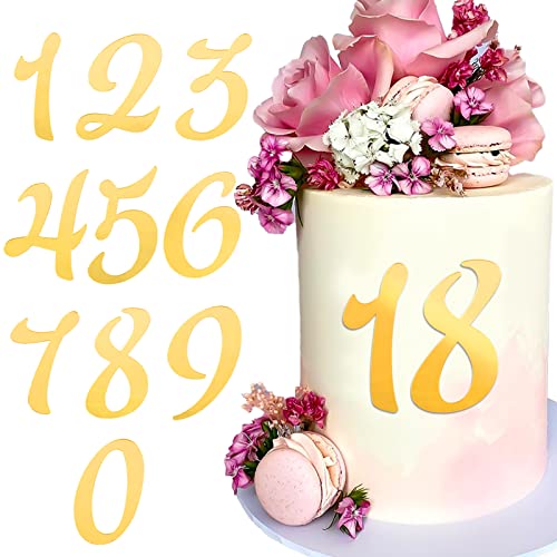 BETESSIN 10Pcs Zahlen Deko Torte 0-9 Gold Kuchen Dekoration Geburtstag Acryl Tortendeko Tortenaufsatz Kuchen Topper Set für Party Hochzeit Jubiläum Feier Stil C von BETESSIN