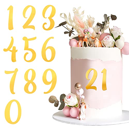 BETESSIN 10Pcs Zahlen Deko Torte 0-9 Gold Kuchen Dekoration Ziffern Geburtstag Acryl Tortendeko Tortenaufsatz Kuchen Topper Set für Party Hochzeit Jubiläum Feier von BETESSIN