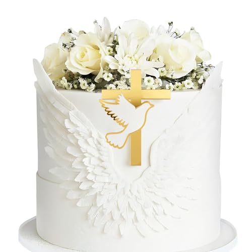 BETESSIN 1Stk. Kuchendeko Kreuz Cake Topper Taube Gold Acryl Torte Deko 16x11cm Spiegel Kuchen Cupcake Topper Kuchen Dekoration für Taufe Hochzeit Babyparty Geburtstag Kommunion BETESSIN 1Stk. Kuchendeko Kreuz Cake Topper Taube Gold Acryl Torte Deko 16x11cm Spiegel Kuchen Cupcake Topper Kuchen Dekoration für Taufe Hochzeit Babyparty Geburtstag Kommunion von BETESSIN