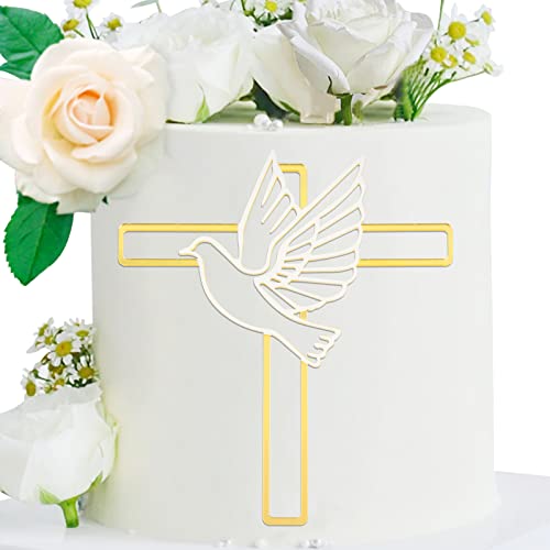 BETESSIN 1Stk. Kuchendeko Kreuz Cake Topper Taube Gold Acryl Torte Deko 16x14cm Spiegel Kuchen Dekoration Set für Hochzeit Babyparty Geburtstag Party Kommunion BETESSIN 1Stk. Kuchendeko Kreuz Cake Topper Taube Gold Acryl Torte Deko 16x14cm Spiegel Kuchen Dekoration Set für Hochzeit Babyparty Geburtstag Party Kommunion von BETESSIN