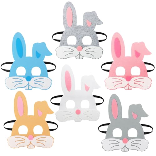 BETESSIN 6 Stück Filz Hasenmaske für Kinder - Osterhasen Augenmaske in 6 Farben - Cosplay Kindermasken für Ostern, Karneval Kostüm, Halloween Maskerade, Kaninchen Party, Kindergeburtstag uvm. BETESSIN 6 Stück Filz Hasenmaske für Kinder - Osterhasen Augenmaske in 6 Farben - Cosplay Kindermasken für Ostern, Karneval Kostüm, Halloween Maskerade, Kaninchen Party, Kindergeburtstag uvm. von BETESSIN