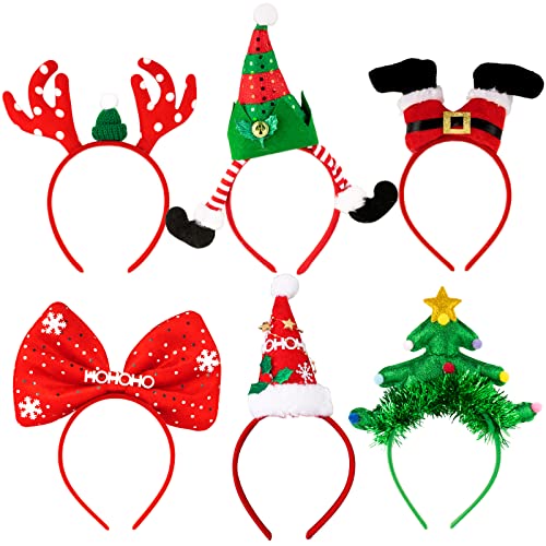 BETESSIN 6 Stück Weihnachten Haarreifen Lustige Haarband Weihnachtlicher Haarschmuck für Party Weihnachten Accessoires Neues Jahr Kopfschmuck Kostümparty Karneval Fasching usw. von BETESSIN